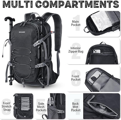 40L Lightweight Hiking Backpack Travel Packable Daypack for Women and Men, Black