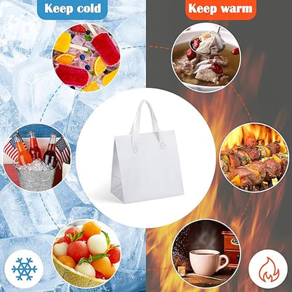 300 Pcs Insulated Take Away Bags Bulk Thermal Insulation Food for Coffee Milk Tea Hot Cold Food Fresh Seafood Cooler Pizza Delivery Bags for Catering Restaurant Grocery (White)