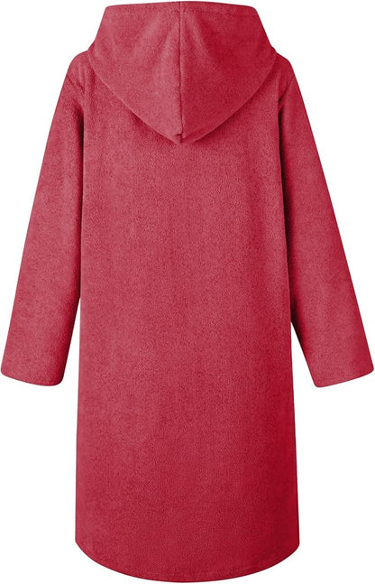 Weecreeture Hooded Towel Poncho with Zipper and Pocket, Surf Poncho for Men and Women, Beach Bath Changing Robe Cover Up Red L