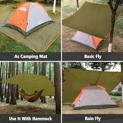 FREE SOLDIER Waterproof Portable Tarp Multifunctional Outdoor Camping Traveling Awning Backpacking Tarp Shelter Rain Tarp (Camo 10×10.5ft)