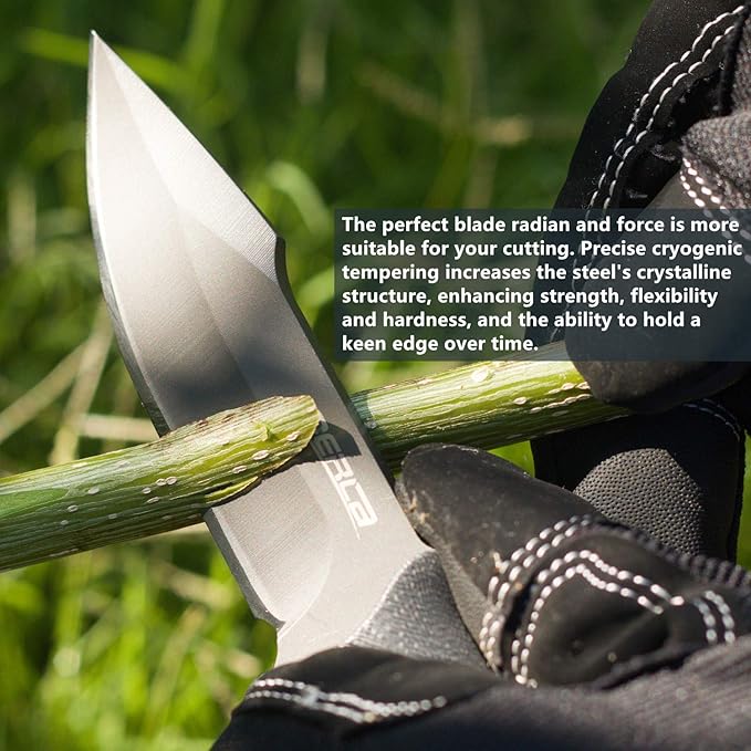 OERLA TAC Knives OLF-1009 Fixed Blade Outdoor Camping Hunting Field Knife 420HC Stainless Steel with Black G10 Handle Waist Clip EDC Kydex Sheath