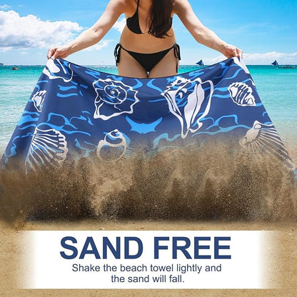 2 Packs Microfiber Oversized Lightweight Thin Beach Towel Compact Sandproof Quick Dry Clearance Towels Extra Large Sand Free Essentials Accessories Women Men Adults Gifts Little Turtle Little Shell