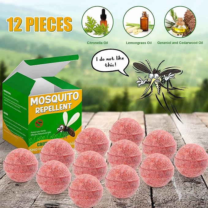 12Pack Mosquito Repellent for Indoor Outdoor, Natural Mosquito Repellent for Yard, Fly Mosquito Control for Room, Mosquito Deterrent for Backyard, Travel, Camping, Human Safe