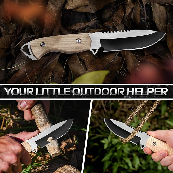 1PC outdoor multifunctional cutting knife, EDC convenient straight knife, fixed blade, multi-purpose camping and hiking survival knife