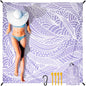Beach Blanket Sandproof Extra Large Beach Mat Adults Waterproof Quick Drying Sand Free Mat Made by Premium Polyester with 4 Stakes & 4 Corner Pockets for Outdoor Travel Camping Hiking