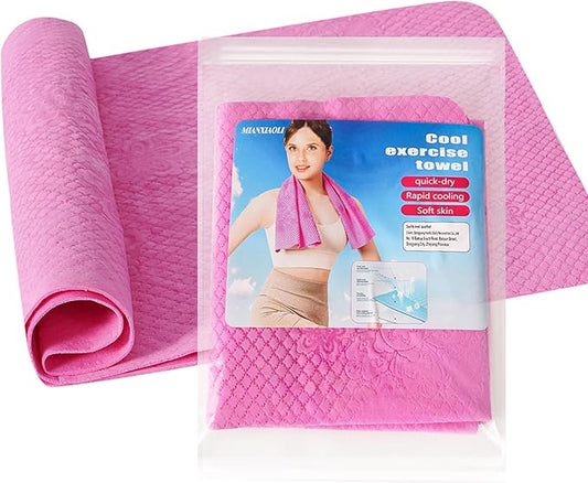 1PACK Microfiber Sweat Towel Stay Cooling Ice Towels for Yoga,Sport,Running,Gym,Workout,Camping,Fitness,Workout Breathable Soft Chilly Neck Wraps Premium Fine Towels, Pink, SFDJ050624