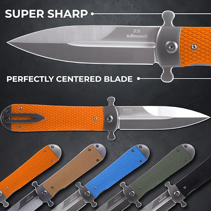 GANZO Firebird Adimanti Samson-OR Folding Pocket Knife Razor Sharp D2 Steel Blade Ergonomic G10 Anti-Slip Handle with Clip Hunting Fishing Camping Gear Outdoor Flipper EDC Pocket Knife (Orange)
