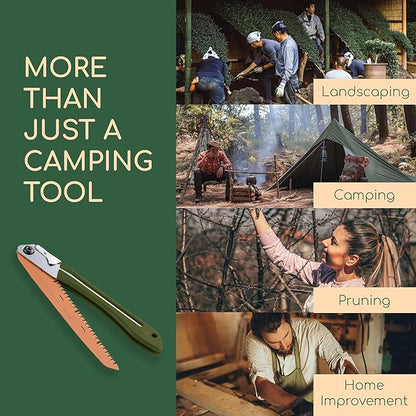 2 Pack Folding Saw | Folding Hand Saw for Cutting Branches, 11.4", a Camping Saw Made with SK5 Steel, Survival Saw with a Secured Design, Folding Camp Saw
