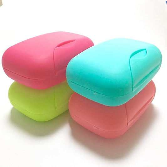 4 Pcs Plastic Soap Case Holder Container Box Home Outdoor Hiking Camping Travel Assortment Colors