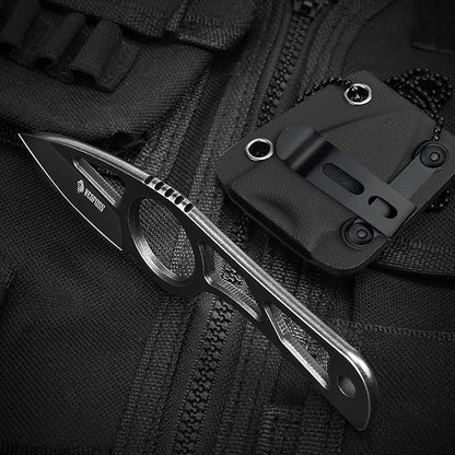 NedFoss Neck Knife with Sheath and Necklace, Spear Finger Hole Fixed Blade EDC Knife,1.9" Small Knife Necklace With Adjustable Belt Clip for Men Women, EDC Utility Knife Mini Box Cutter