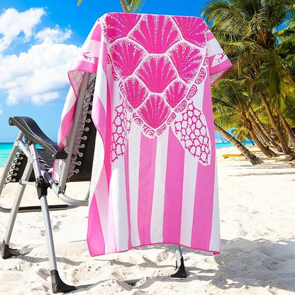 2 Packs Microfiber Oversized Lightweight Thin Beach Towel Sandproof Compact Quick Dry Clearance Towels Extra Large Sand Free Pool Travel Beach Essentials Accessories Women Adult Gift Pink Grey Turtle