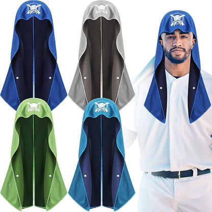 4 Pcs Cooling Hoodie Towels for Hot Weather Cooling Towels for Neck and Face Head UPF 50 Sweat Absorbent Cooling Neck Wraps Sweat Towel for Baseball Sports, Yoga, Gym, Fitness
