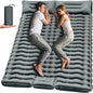Double Camping Sleeping Pad, Inflatable Camping Pad Foot Press Ultralight 2 Person Camping Mat with Pillow for Camping Hiking Traveling Backpacking Tent - Gray