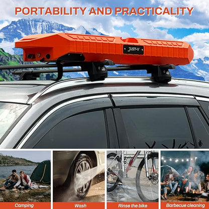 8-Gallon Water Tank with Camping Shower for Off-Road Vehicles, Pick-up Trucks,SUV,Outdoor Activities Water Supply Construction for Roof Rack Mount