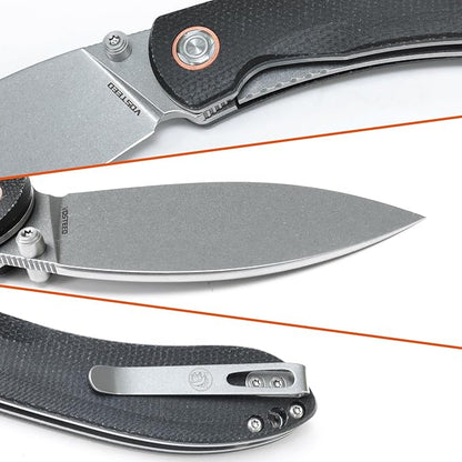 Vosteed EDC Knife, 3.26" Lightweight Folding Pocket Knife with Clip for Men and Women, Modern Shilin Cutter with Nitro-V Steel Blade, Micarta Handle for Camping, Hiking-Nightshade Series