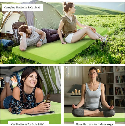 HOMBYS 3 INCH Thick Waterproof Memory Foam Camping Mattress for Outdoor Sleeping, Portable Roll Up Mattress Pad Mat for Travel Truck Bed Tent