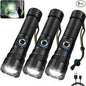 3 Pack Flashlights High Lumens Rechargeable, 990,000 Lumens Super Bright Flashlight with 5 Modes, High Powered Flash Light, Handheld LED Flashlights for Home Camping, IPX6 Waterproof