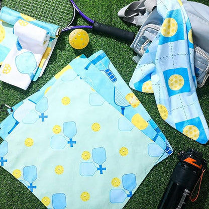 6 Pcs Dinkball Towels for Women Men Tennis Towel in Fashionable Prints 17 x 15 Inches Towel with Clip Dinkball Lover Gift Accessories