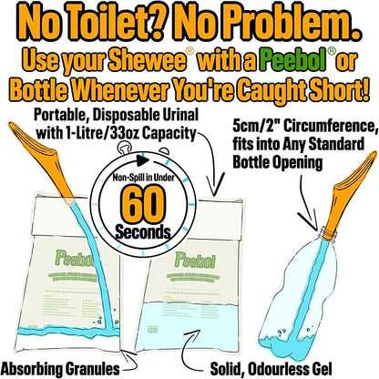 SHEWEE Extreme Female Urinal – UK Made Reusable Pee Funnel, Travel Essential Camping Accessories Festival Essential, Stand to Pee Female Urination Device