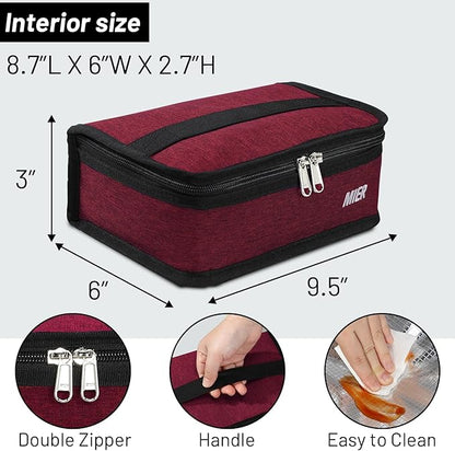 MIER Portable Thermal Insulated Cooler Bag Mini Lunch Bag for Kids, Dark Red