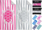 2 Packs Microfiber Oversized Lightweight Thin Beach Towel Sandproof Compact Quick Dry Clearance Towels Extra Large Sand Free Pool Travel Beach Essentials Accessories Women Adult Gift Pink Grey Turtle