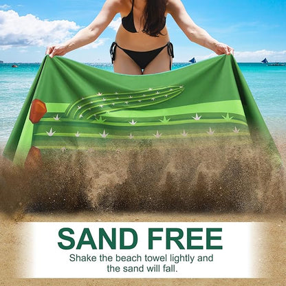 2 Packs Microfiber Oversized Lightweight Thin Beach Towel Compact Sandproof Quick Dry Clearance Towels Extra Large Sand Free Pool Essentials Accessories Women Men Adults Gifts Cactus Coconut Tree