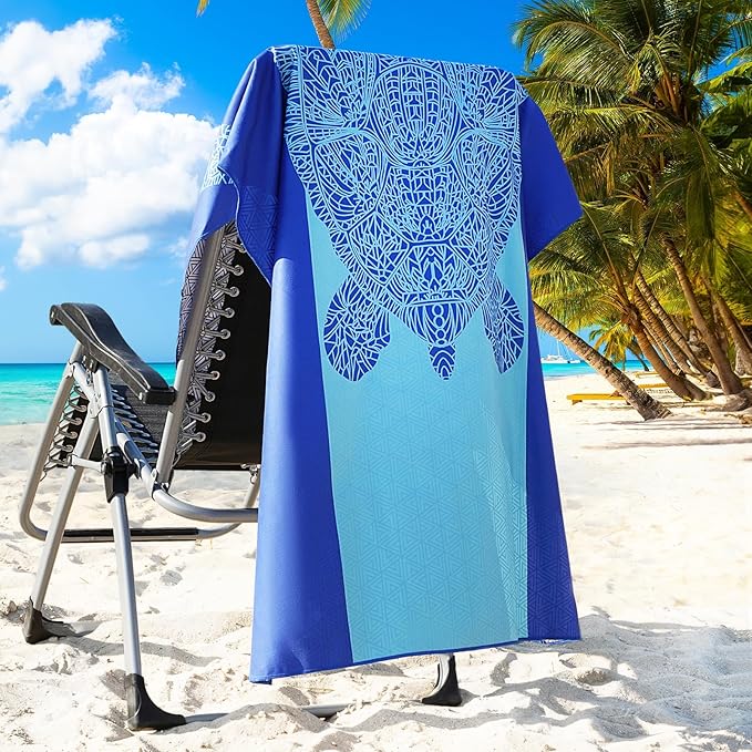 2 Packs Microfiber Oversized Lightweight Thin Beach Towel Compact Sandproof Quick Dry Clearance Towels Extra Large Sand Free Pool Travel Essentials Accessories Women Men Adults Gifts Turtle Flamingo