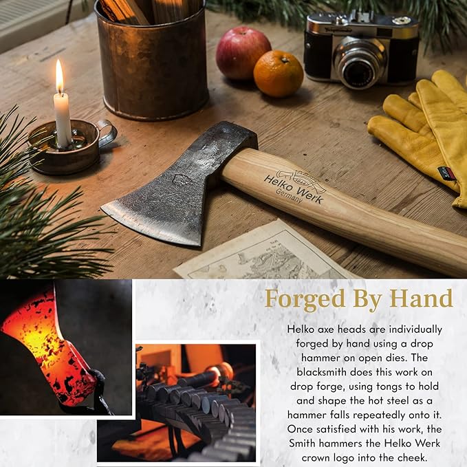 1844 Helko Werk Germany Traditional Rheinland Pack Axe - Made in Germany Compact Lightweight Axe for backpacking camping Long Hatchet - Head 1.5 lbs, Handle 20 in. (Rheinland Pack Axe) #11327