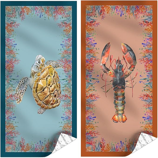 2 Packs Microfiber Beach Towel Quick Dry Sandproof Compact Sand Free Sandless Adult Extra Oversized Towels Clearance Thin Compact Lightweight Sandfree Anti Resistant Fast Drying Packable Sea Turtle