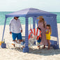 AMMSUN Beach Cabana, 6.2'×6.2' Beach Canopy, Easy Set up and Take Down, Cabana Tent with Sand Pockets, Instant Sun Shade with Side Wall, Siesta Stripe