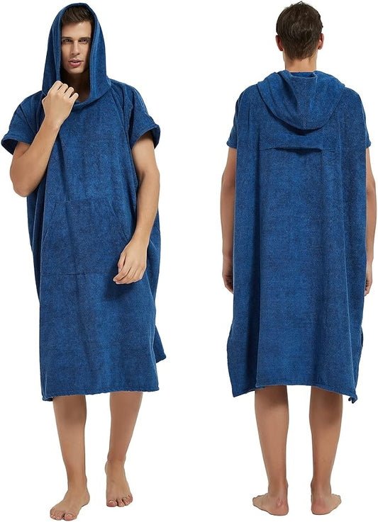 III HHONS Beach Towel Hoodie Poncho Robe Towels Navy Hooded Swim Cover Surf Accessories Surf Clothes for Men/Women