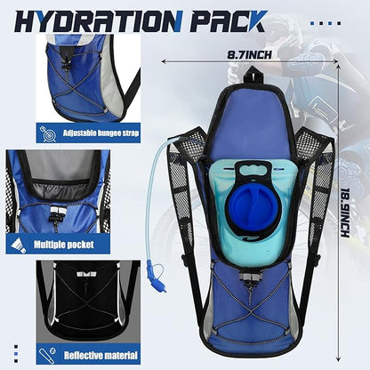 3 Pack Hydration Backpack Pack with 2L Water Bladder, Hydration Pack with Hydration Bladder Hiking Running Cycling Biking Water Backpack Bag for Men and Women