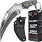 Tactical Karambit Knife with Sheath - Micarta Handle - Fixed Mirror Polished 440C Steel Blade - Small Karambits for Camping Hunting Survival EDC for Men and Women - Fathers Day Gift 2534