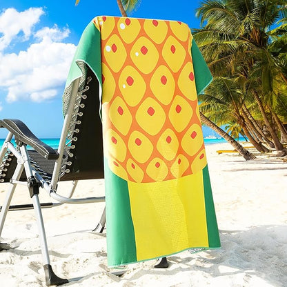 2 Packs Microfiber Oversized Lightweight Thin Beach Towel Compact Sandproof Quick Dry Clearance Towels Extra Large Sand Free Pool Essentials Accessories Women Men Adults Gifts Coconut Tree Pineapple