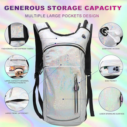 Hydration Backpack,Water Backpack with 2L Hydration Bladder,Festival Essential-Rave Hydration Pack,Lightweight Insulation HydroPack for Hiking,Running,Biking,Music Festival for Men Women