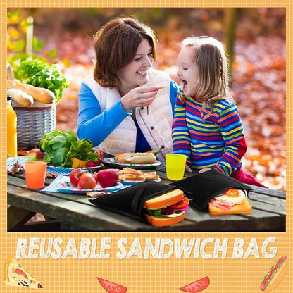 4 Set Reusable Sandwich Bags Insulated Lunch Bags for Men Women, Small Thermal Snacks Bags Washable Reusable Pouch Bag for Picnic, Travel, Office