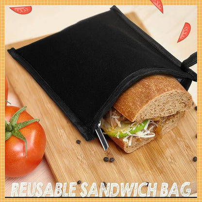 4 Set Reusable Sandwich Bags Insulated Lunch Bags for Men Women, Small Thermal Snacks Bags Washable Reusable Pouch Bag for Picnic, Travel, Office