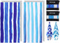 2 Pack Microfiber Oversized Beach Towel Lightweight Thin Sandproof Compact Quick Dry Clearance Towels Extra Large Sand Free Pool Travel Beach Essentials Accessories Women Men Adult Gift Blue Stripe