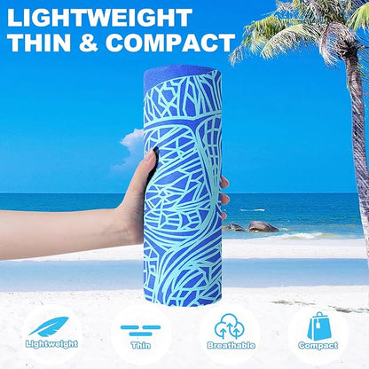 2 Packs Microfiber Oversized Lightweight Thin Beach Towel Compact Sandproof Quick Dry Clearance Towels Extra Large Sand Free Pool Travel Essentials Accessories Women Men Adults Gifts Turtle Flamingo