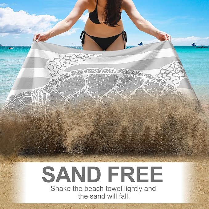 2 Packs Microfiber Oversized Lightweight Thin Beach Towel Sandproof Compact Quick Dry Clearance Towels Extra Large Sand Free Pool Travel Beach Essentials Accessories Women Adult Gift Pink Grey Turtle