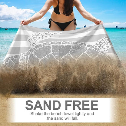 2 Packs Microfiber Oversized Lightweight Thin Beach Towel Sandproof Compact Quick Dry Clearance Towels Extra Large Sand Free Pool Travel Beach Essentials Accessories Women Adult Gift Pink Grey Turtle