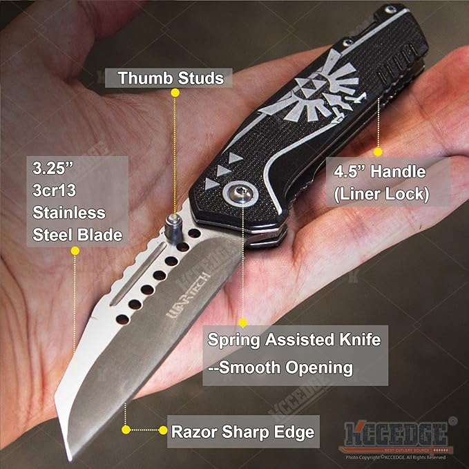 KCCEDGE BEST CUTLERY SOURCE EDC Pocket Knife Camping Accessories Hunting Knife Razor Sharp Edge Folding Knife for Camping Gear Survival Kit Tactical Knife 56003 (Blue)