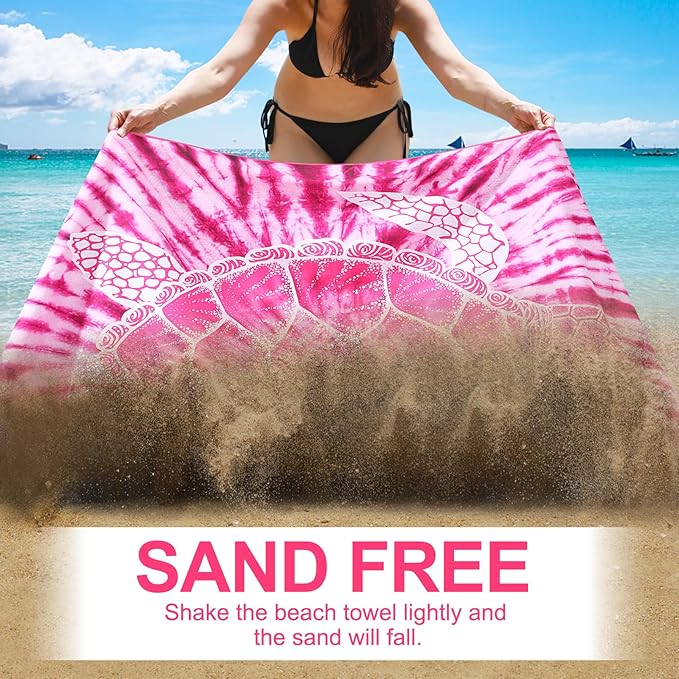 2 Packs Microfiber Oversized Lightweight Thin Beach Towel Sandproof Compact Quick Dry Clearance Towels Extra Large Sand Free Pool Travel Beach Essentials Accessories Women Adult Gift Blue Pink Vortex
