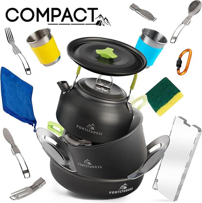 19 pcs Camping Gear Must Haves, Camping Cooking Set, Campfire Cooking Equipment, Camp Kitchen, Camping Cookware Set, Camping Pots and Pans Set, Camping Pans, Outdoor Camping Mess Kit