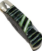 3" Custom Handmade Green G10 and Fossilized Stone Handle on Demascus lockback