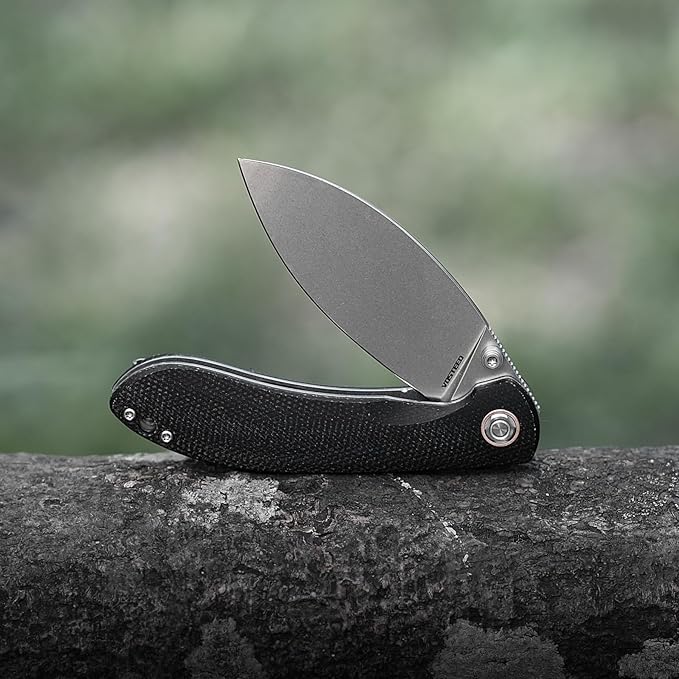 Vosteed EDC Knife, 3.26" Lightweight Folding Pocket Knife with Clip for Men and Women, Modern Shilin Cutter with Nitro-V Steel Blade, Micarta Handle for Camping, Hiking-Nightshade Series