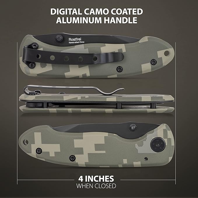 4 Inch Digital Camo Liner Lock Knife - Tactical Pocket Knife for EDC, Camping, and Home Improvement