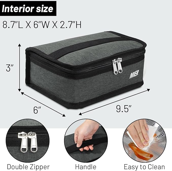 MIER Portable Thermal Insulated Cooler Bag Mini Lunch Bag for Kids, Grey