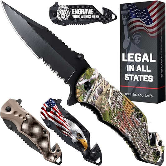 2.95” Legal Pocket Knife - Camo Folding Knife - Military Style - Small Sharp Tactical Knives - Best for Hunting Work Outdoor Activities - Mens Gift Stocking Stuffers for Men and Women 6680 C