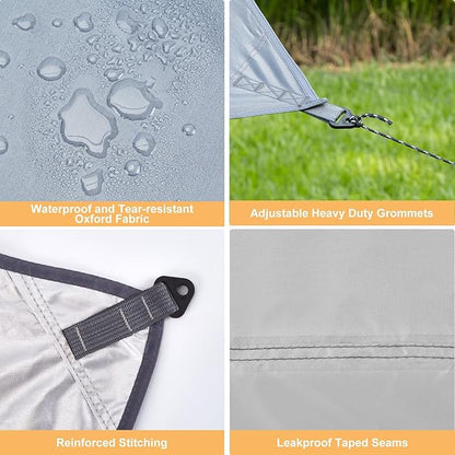 Camping Tarp with Poles, 16x12 Ft Camping Canopy, Waterproof Tent Tarp, Rain Shelter for Camping, Picnic,Beach, Outdoor Activities, Extra Large, Lightweight and UV Resistant, Extra Large, Grey